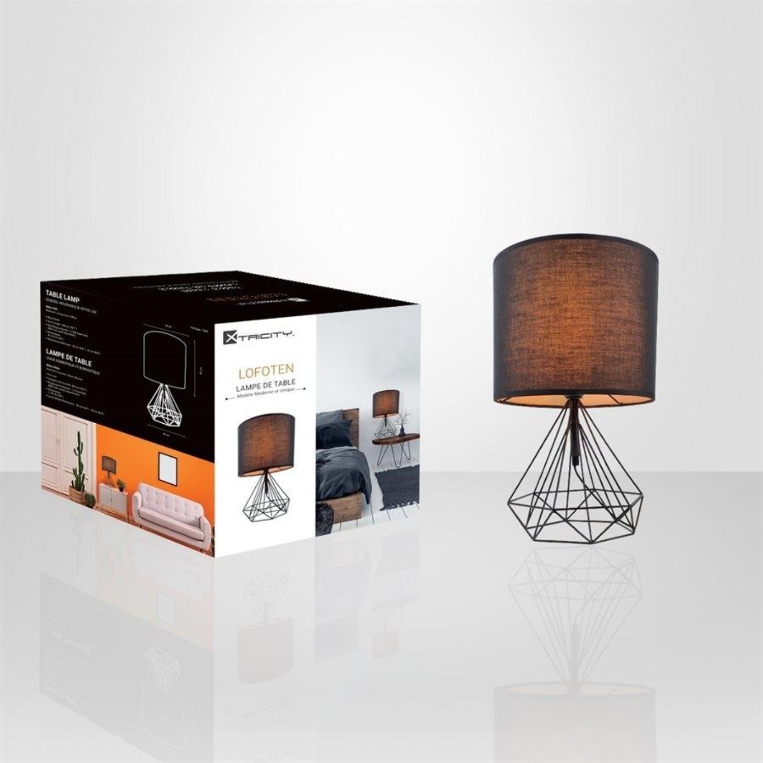 Xtricity - Lampe de Table, Hauteur de 8.6'', De la Collection Lofoten, Noir - Simple Boutique