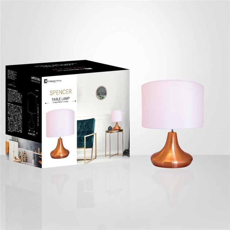 Xtricity - Lampe de Table Moderne, 15.75'' x 20.07'', De la Collection Spencer, Cuivre - Simple Boutique