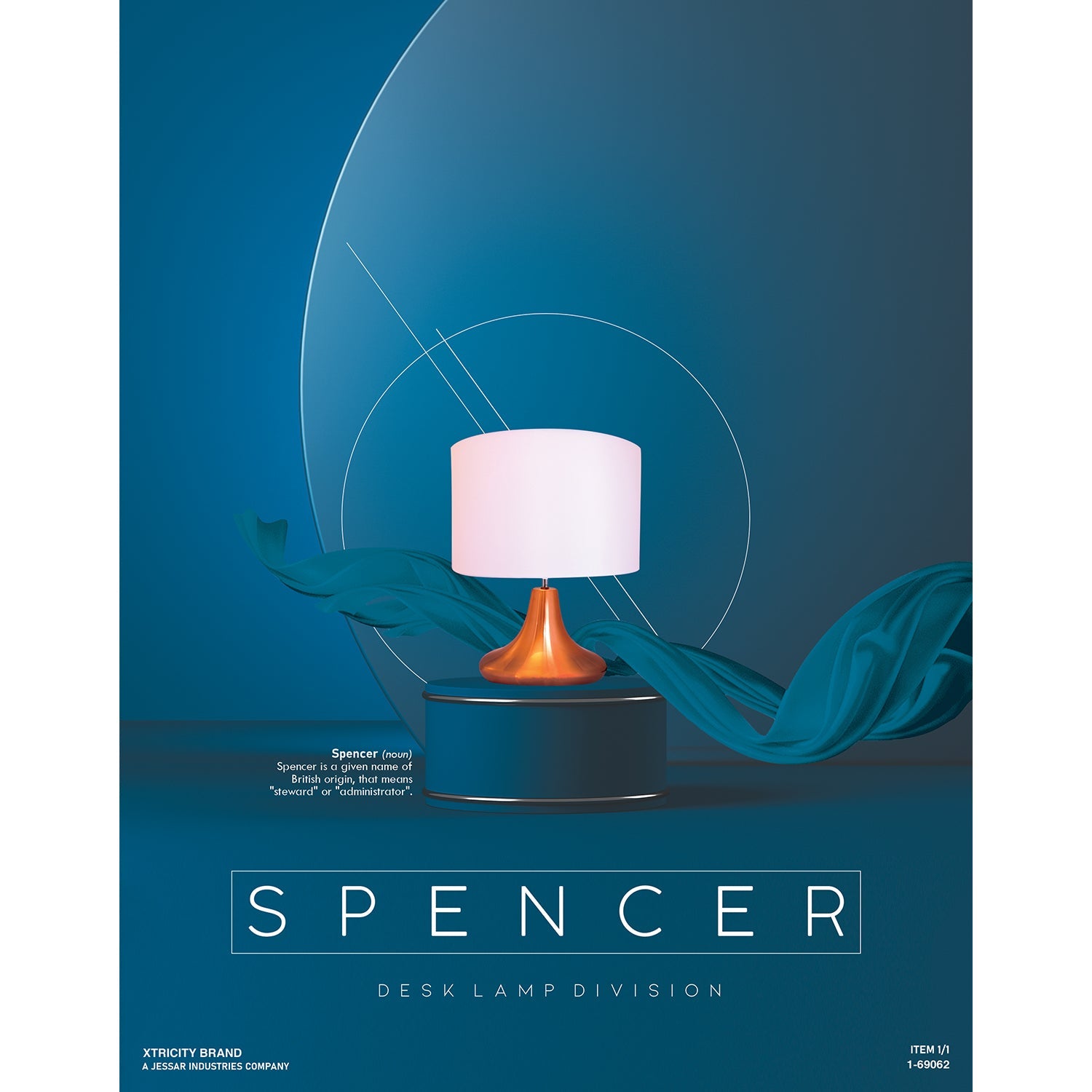 Xtricity - Lampe de Table Moderne, 15.75'' x 20.07'', De la Collection Spencer, Cuivre - Simple Boutique