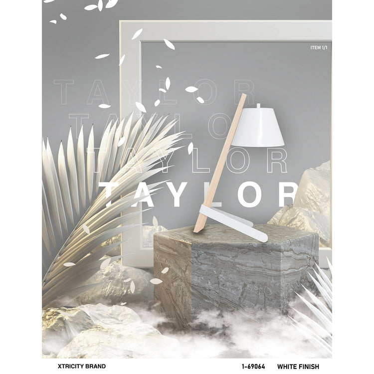 Xtricity - Lampe de Table Moderne, 9.84'' x 18.5'', De la Collection Taylor, Blanc - Simple Boutique