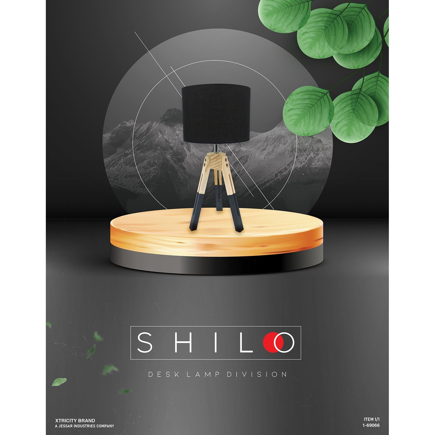 Xtricity - Lampe de Table à 3 Pattes, 7.87'' x 16.92'', De la Collection Shilo, Bois et Noir - Simple Boutique