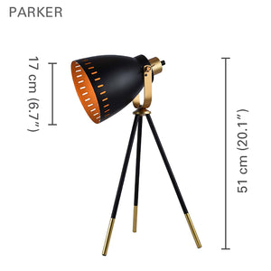 Xtricity - Lampe de Table sur 3 Pieds, Hauteur de 20.7'', De la Collection Parker, Noir - Simple Boutique