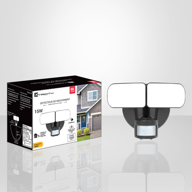 Xtricity - Lumière de Sécurité Extérieur avec Détecteur de Mouvement DEL, 15W, 1500 Lumens, 3000K Blanc Doux - Simple Boutique