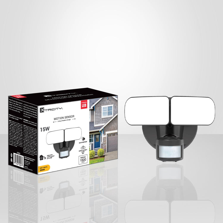 Xtricity - Lumière de Sécurité Extérieur avec Détecteur de Mouvement DEL, 15W, 1500 Lumens, 3000K Blanc Doux - Simple Boutique