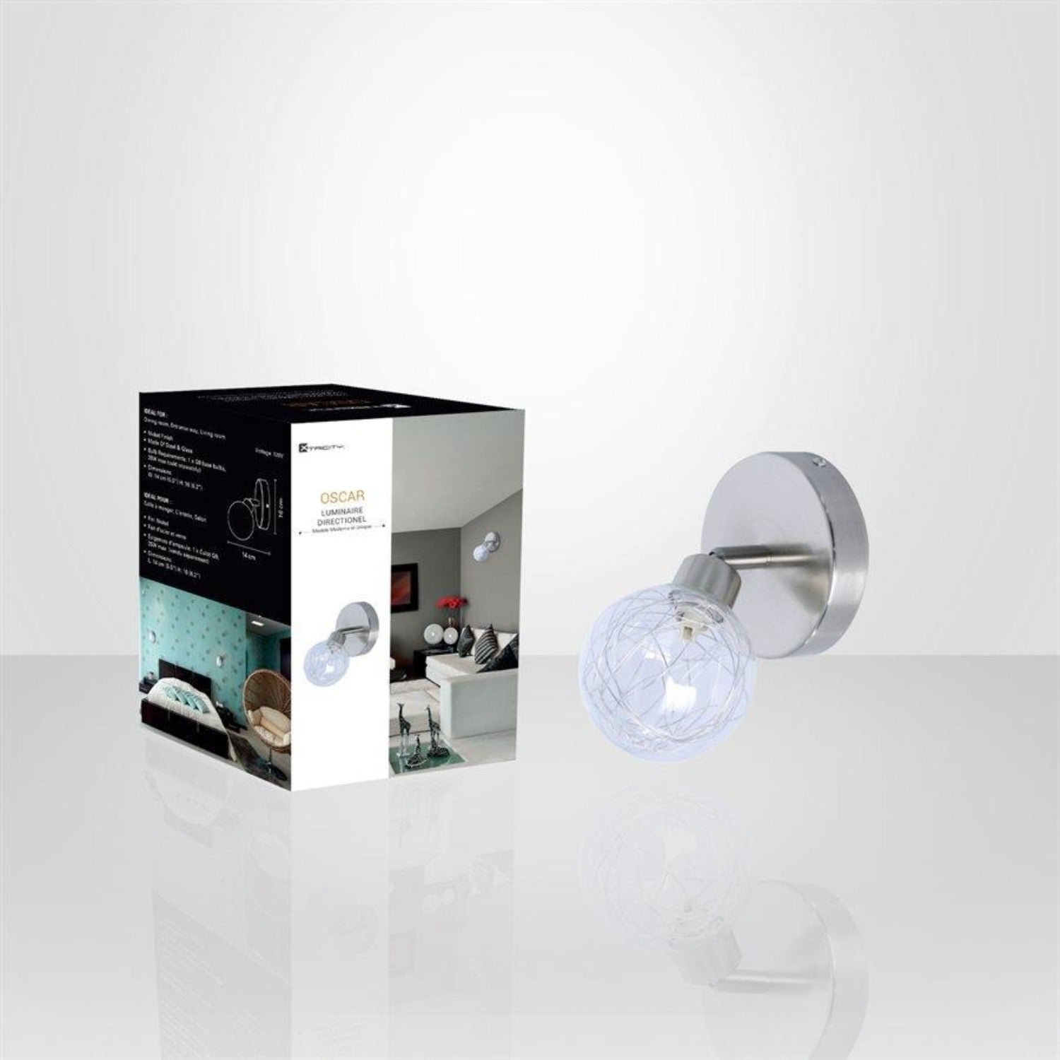 Xtricity - Luminaire Directionel à 1 Tête, Largeur de 5.5'', De la Collection Oscar, Argenté - Simple Boutique