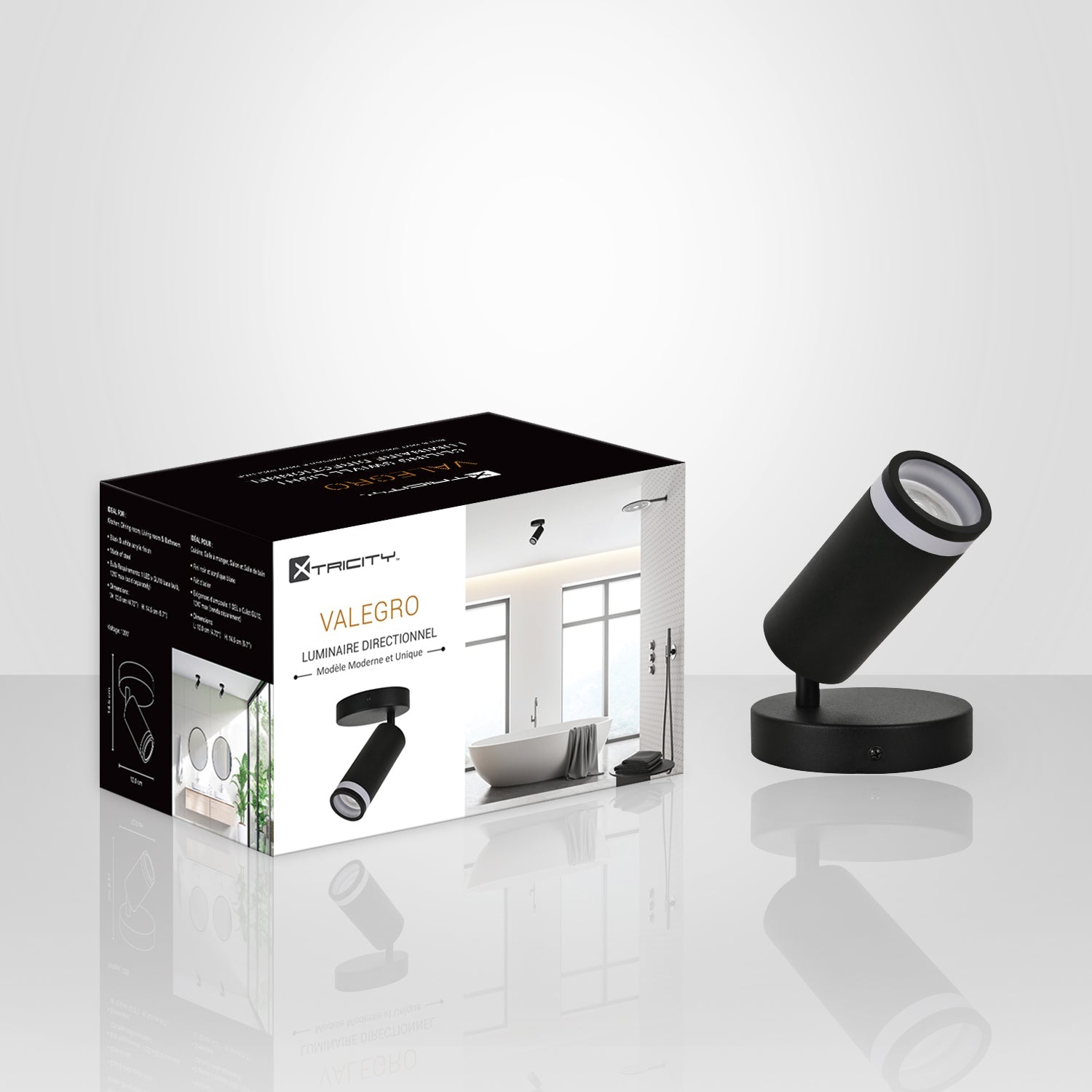 Xtricity - Luminaire Directionnel à 1 Tête, Largeur de 4.72", De la Collection Valegro, Noir - Simple Boutique