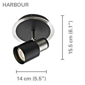 Xtricity - Luminaire Directionnel à 1 Tête, Largeur de 5.5'', De la Collection Harbour, Nickel Brossé et Noir - Simple Boutique