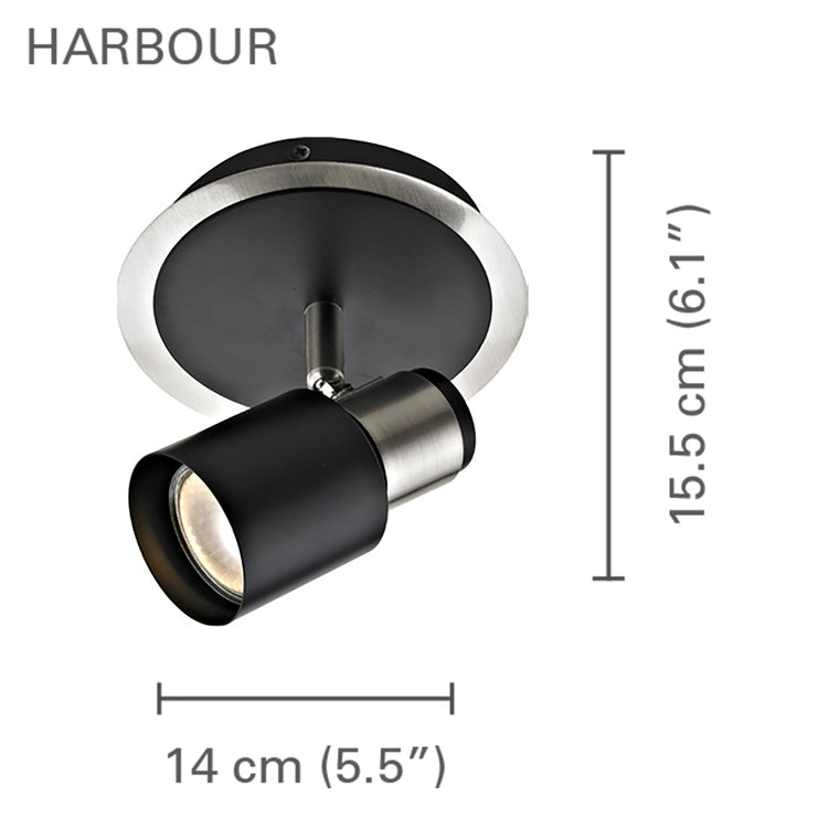 Xtricity - Luminaire Directionnel à 1 Tête, Largeur de 5.5'', De la Collection Harbour, Nickel Brossé et Noir - Simple Boutique