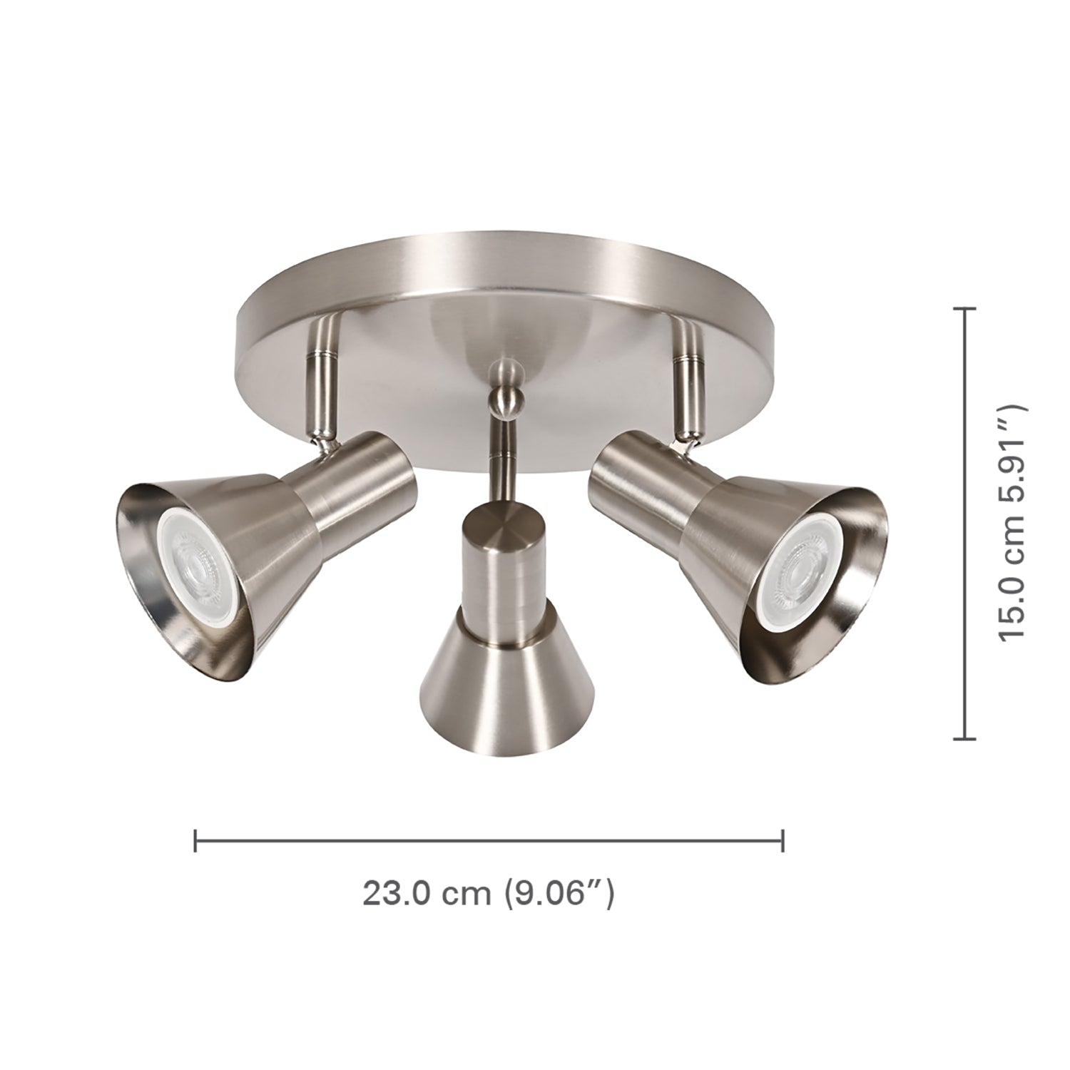 Xtricity - Luminaire Directionnel à 3 Tête, Largeur de 9.06", De la Collection Rosalie, Nickel - Simple Boutique
