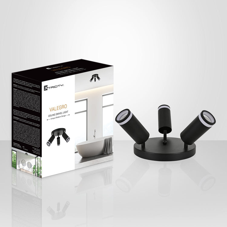 Xtricity - Luminaire Directionnel à 3 Tête, Largeur de 9.06", De la Collection Valegro, Noir - Simple Boutique