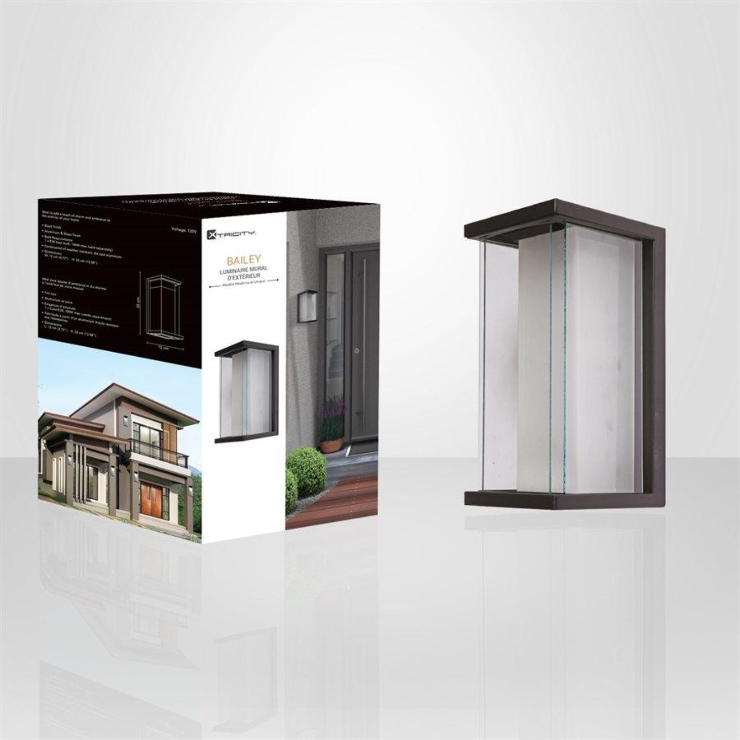 Xtricity - Luminaire Mural Extérieur, 12.59'' de Hauteur, De la Collection Bailey, Noir - Simple Boutique