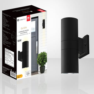 Xtricity - Luminaire Mural Extérieur DEL, 18w/120v/3000k, Éclairage Blanc Doux, De la Collection Olivia, Noir - Simple Boutique