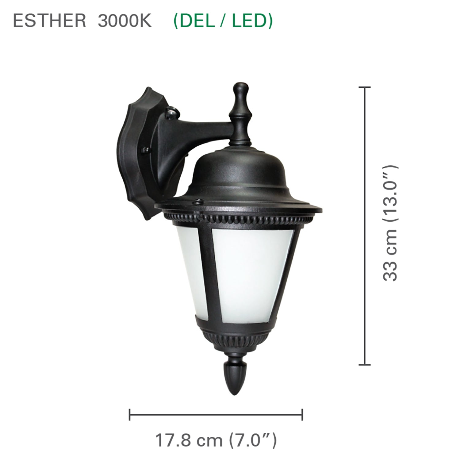 Xtricity - Luminaire Mural Extérieur DEL, 9w/120v/3000k, Éclairage Blanc Doux, De la Collection Esther, Noir - Simple Boutique