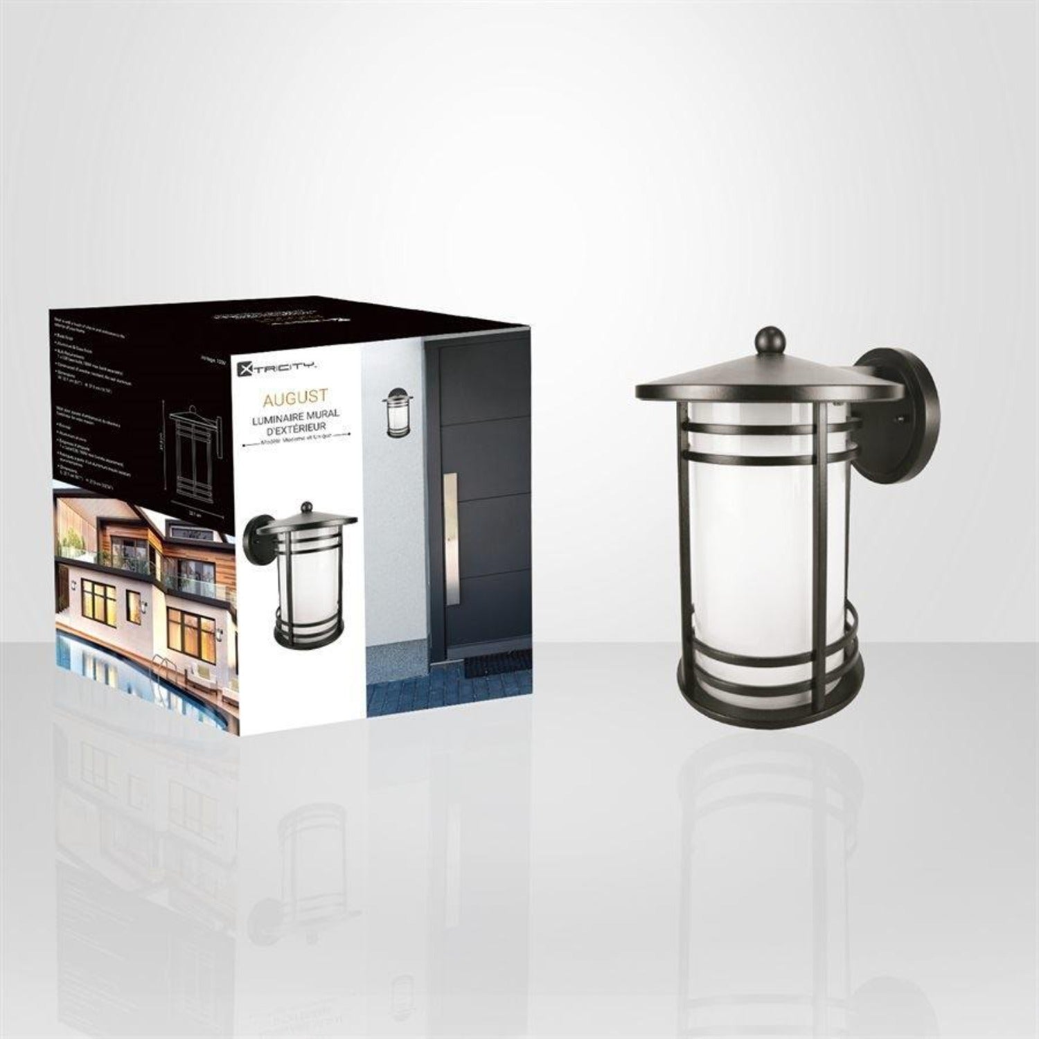 Xtricity - Luminaire Mural Extérieur, Hauteur de 10.74'', de la Collection August, Noir - Simple Boutique