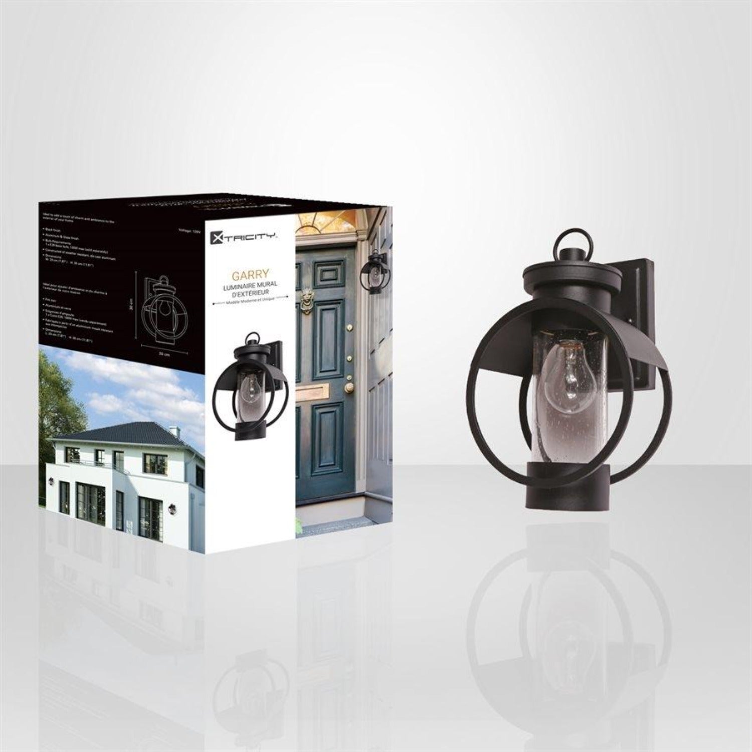 Xtricity - Luminaire Mural Extérieur, Hauteur de 11.81'', De la Collection Garry, Noir - Simple Boutique