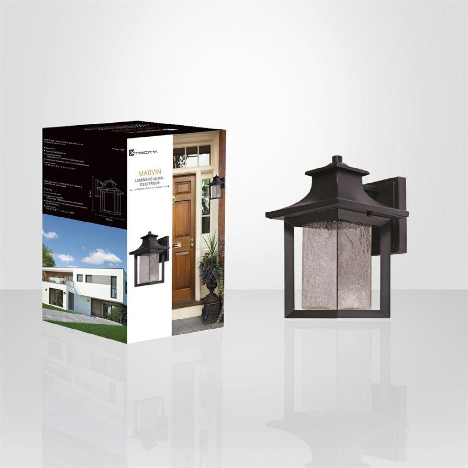 Xtricity - Luminaire Mural Extérieur, Hauteur de 12.20'', De la Collection Marvin, Noir - Simple Boutique