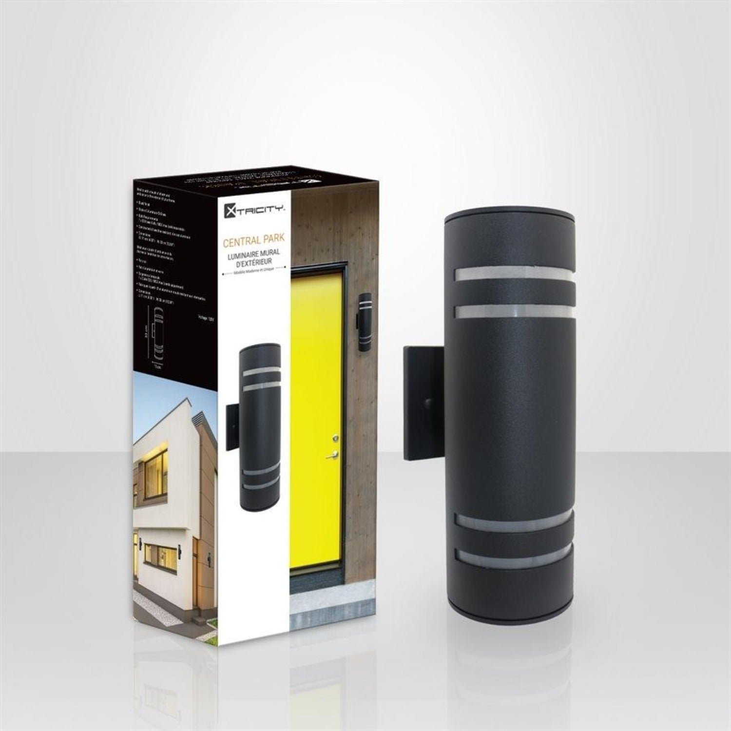 Xtricity - Luminaire Mural Extérieur, Hauteur de 12.99'', De la Collection Central Park, Aluminium Noir - Simple Boutique