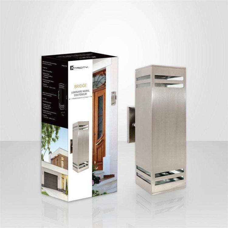 Xtricity - Luminaire Mural Extérieur, Hauteur de 13'', De la Collection Bridge, Nickel - Simple Boutique