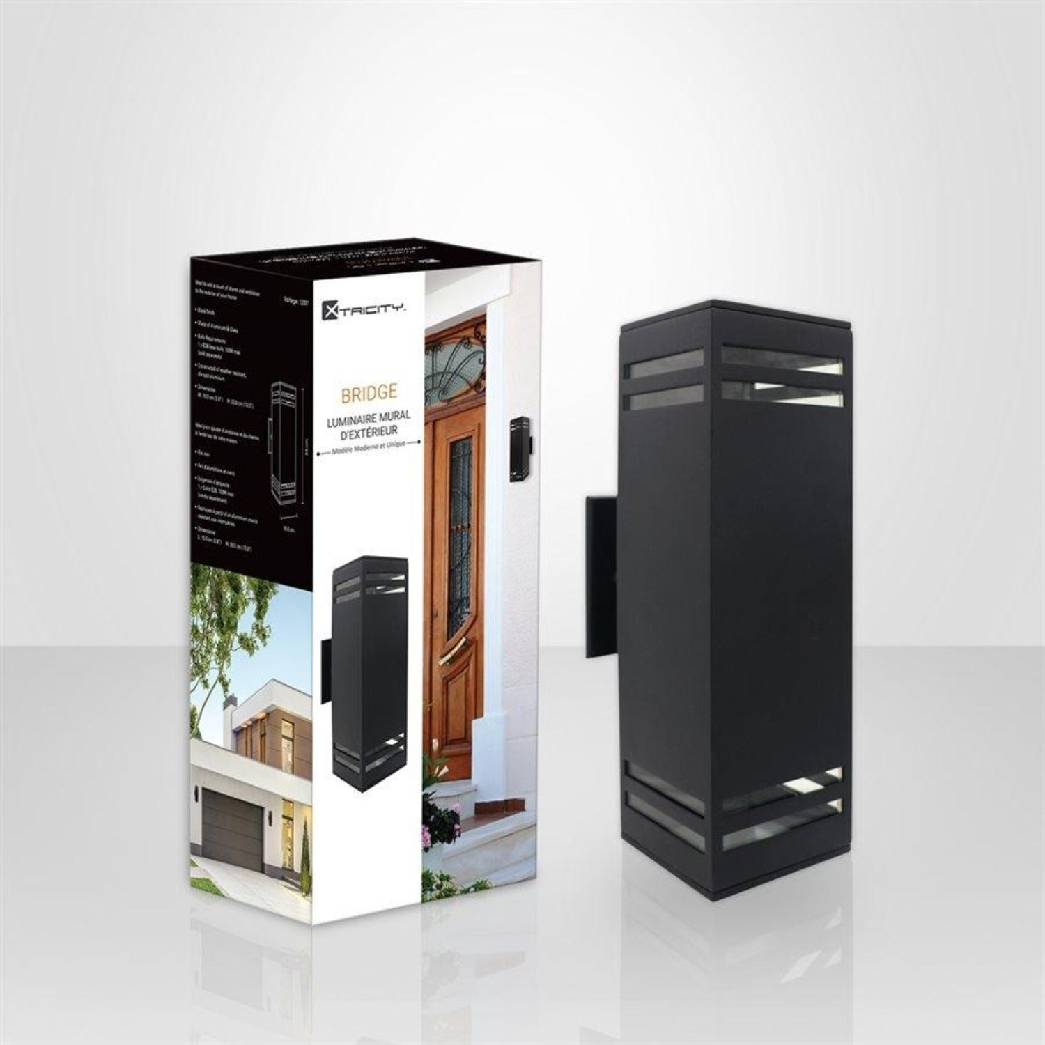 Xtricity - Luminaire Mural Extérieur, Hauteur de 13'', De la Collection Bridge, Noir - Simple Boutique