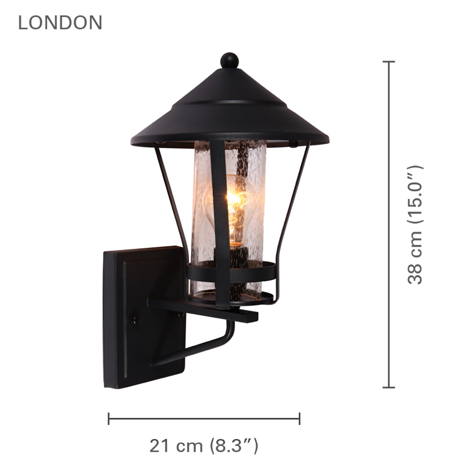 Xtricity - Luminaire Mural Extérieur, Hauteur de 15'', De la Collection London, Noir - Simple Boutique