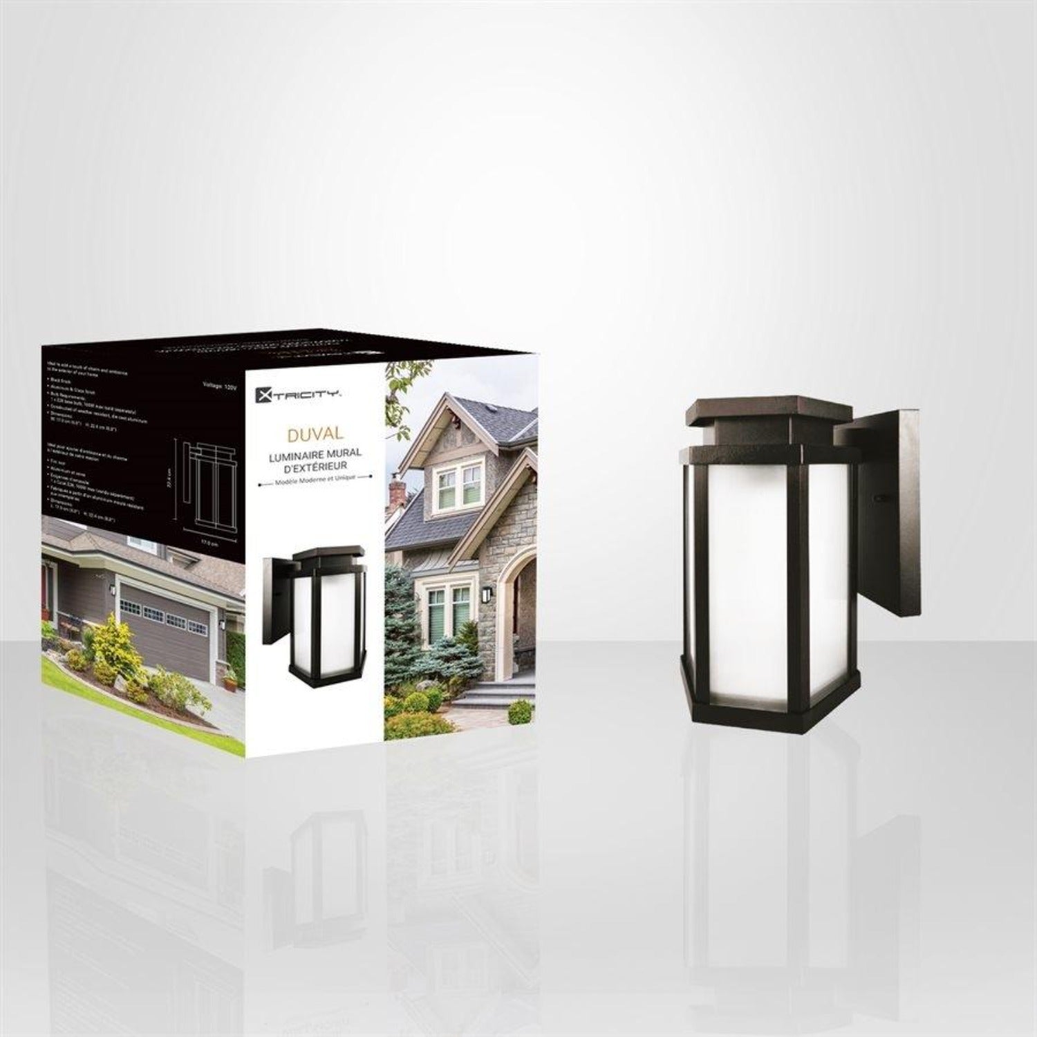 Xtricity - Luminaire Mural Extérieur, Hauteur de 8.8'', De la Collection Duval, Noir - Simple Boutique