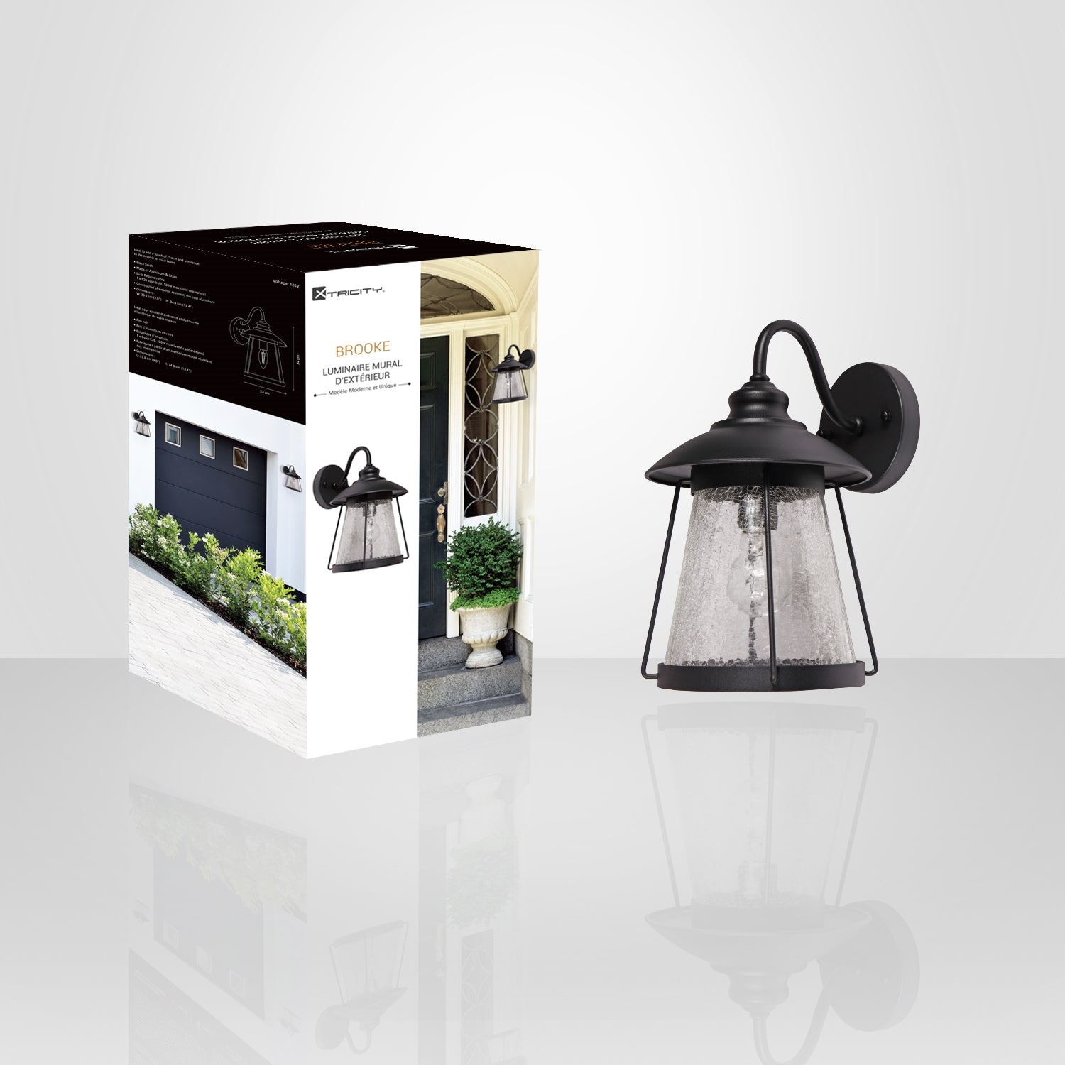 Xtricity - Luminaire Mural Extérieur, Largeur de 9'', De la Collection Brooke, Noir - Simple Boutique