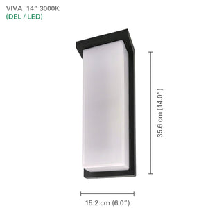 Xtricity - Luminaire Mural Extérieur avec DEL Inégrées, Hauteur de 14'', De la Collection Viva, Noir - Simple Boutique