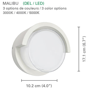 Xtricity - Luminaire Mural Extérieur avec DEL Intégrées, Diamètre de 4'', De la Collection Malibu, Blanc - Simple Boutique