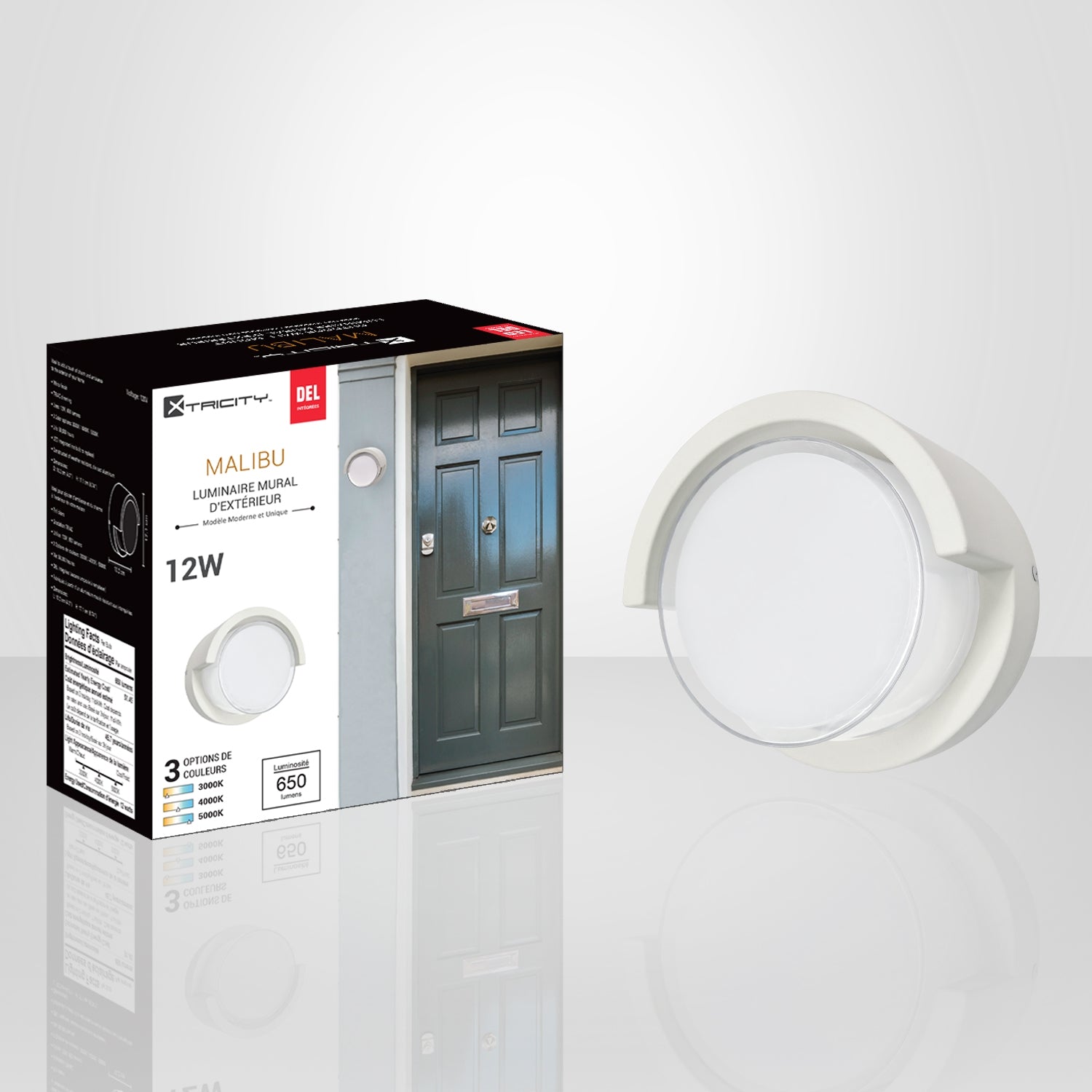 Xtricity - Luminaire Mural Extérieur avec DEL Intégrées, Diamètre de 4'', De la Collection Malibu, Blanc - Simple Boutique