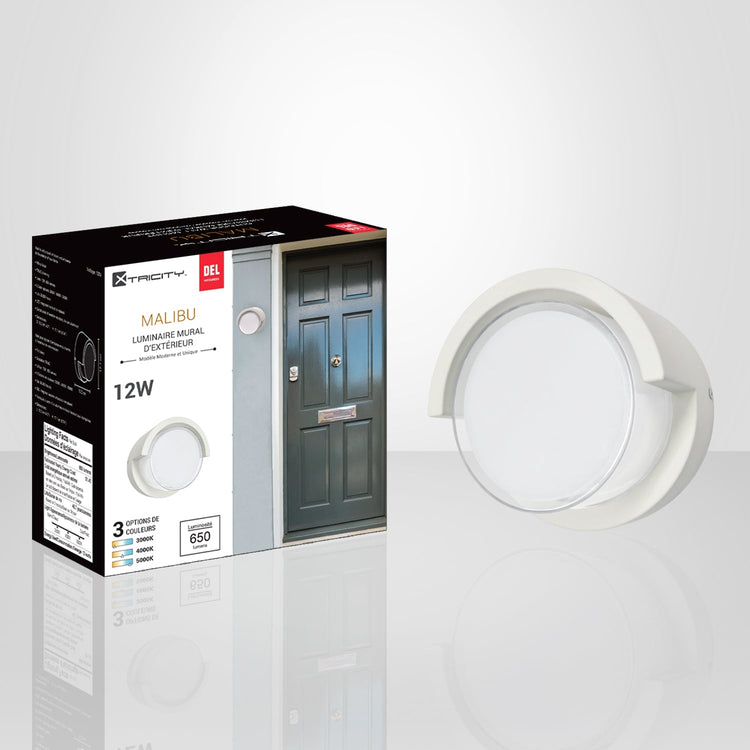 Xtricity - Luminaire Mural Extérieur avec DEL Intégrées, Diamètre de 4'', De la Collection Malibu, Blanc - Simple Boutique