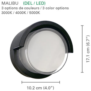 Xtricity - Luminaire Mural Extérieur avec DEL Intégrées, Diamètre de 4'', De la Collection Malibu, Noir - Simple Boutique