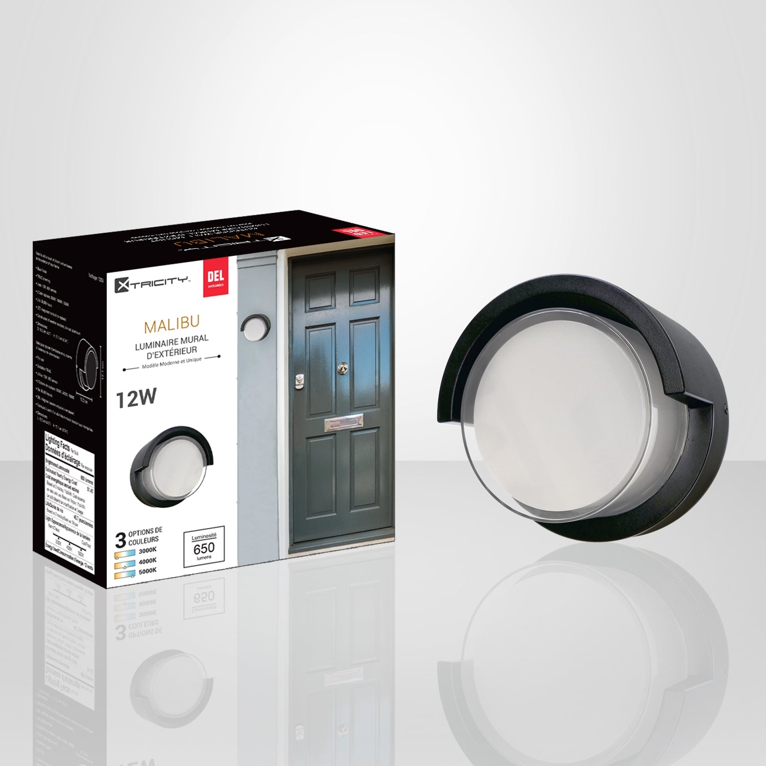 Xtricity - Luminaire Mural Extérieur avec DEL Intégrées, Diamètre de 4'', De la Collection Malibu, Noir - Simple Boutique