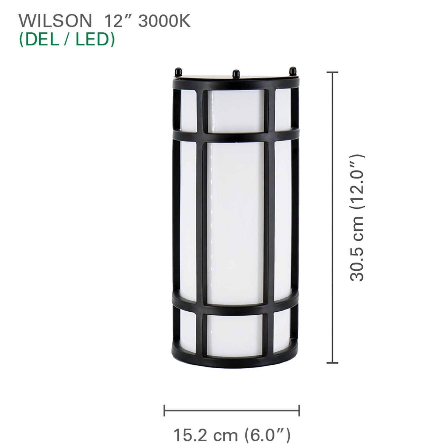 Xtricity - Luminaire Mural Extérieur avec DEL Intégrées, Hauteur de 12'', De la Collection Wilson, Noir - Simple Boutique