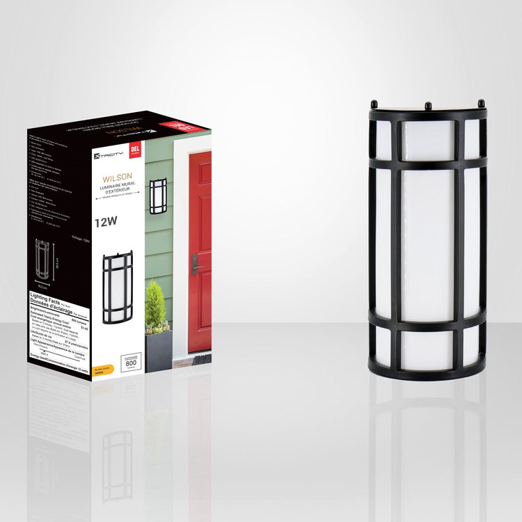 Xtricity - Luminaire Mural Extérieur avec DEL Intégrées, Hauteur de 12'', De la Collection Wilson, Noir - Simple Boutique