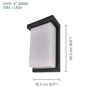 Xtricity - Luminaire Mural Extérieur avec DEL Intégrées, Hauteur de 8'', De la Collection Viva, Noir - Simple Boutique