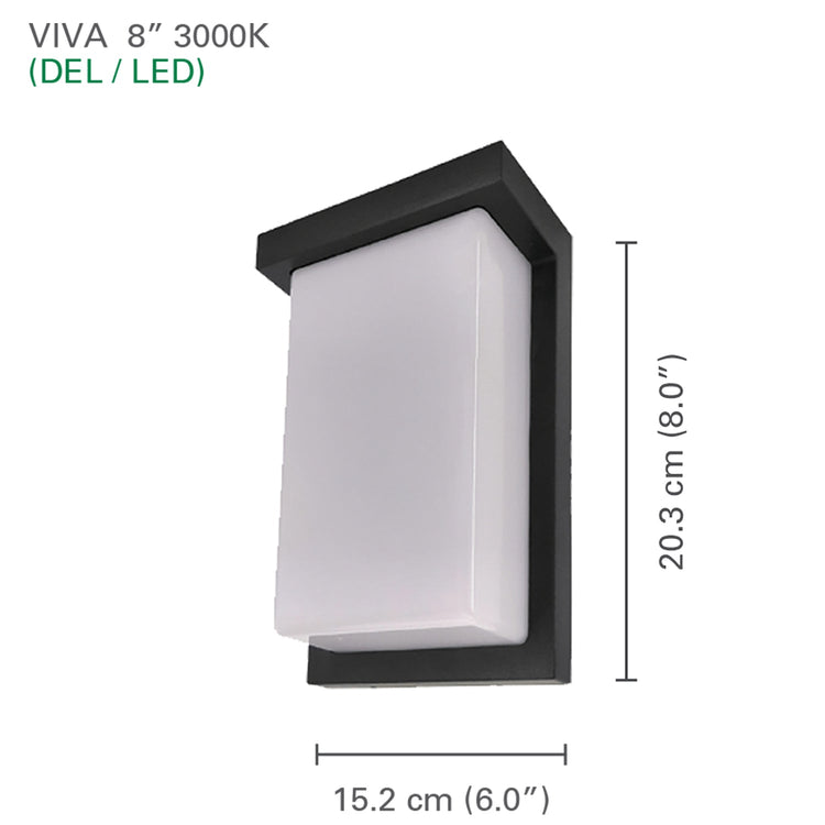 Xtricity - Luminaire Mural Extérieur avec DEL Intégrées, Hauteur de 8'', De la Collection Viva, Noir - Simple Boutique