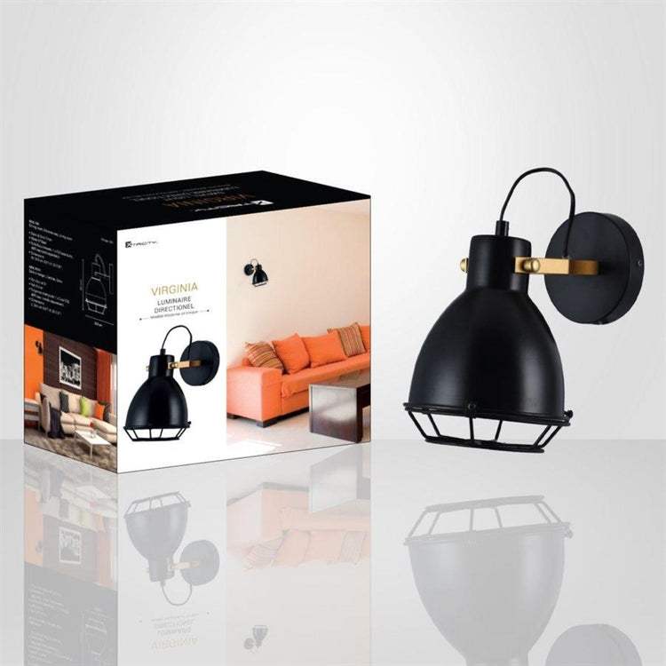 Xtricity - Luminaire Mural Interieur, Largeur de 9.6'', De la Collection Virginia, Noir - Simple Boutique