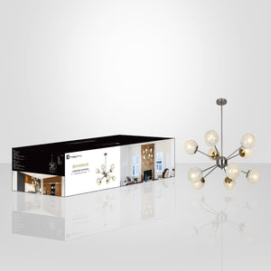 Xtricity - Luminaire Susendu à 10 Lumières, Largeur de 34.6'', De la Collection Bohannon, Argenté - Simple Boutique