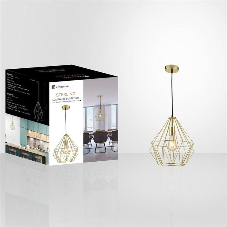 Xtricity - Luminaire Suspendu, 11.81'' de Largeur, De la Collection Sterling, Or - Simple Boutique