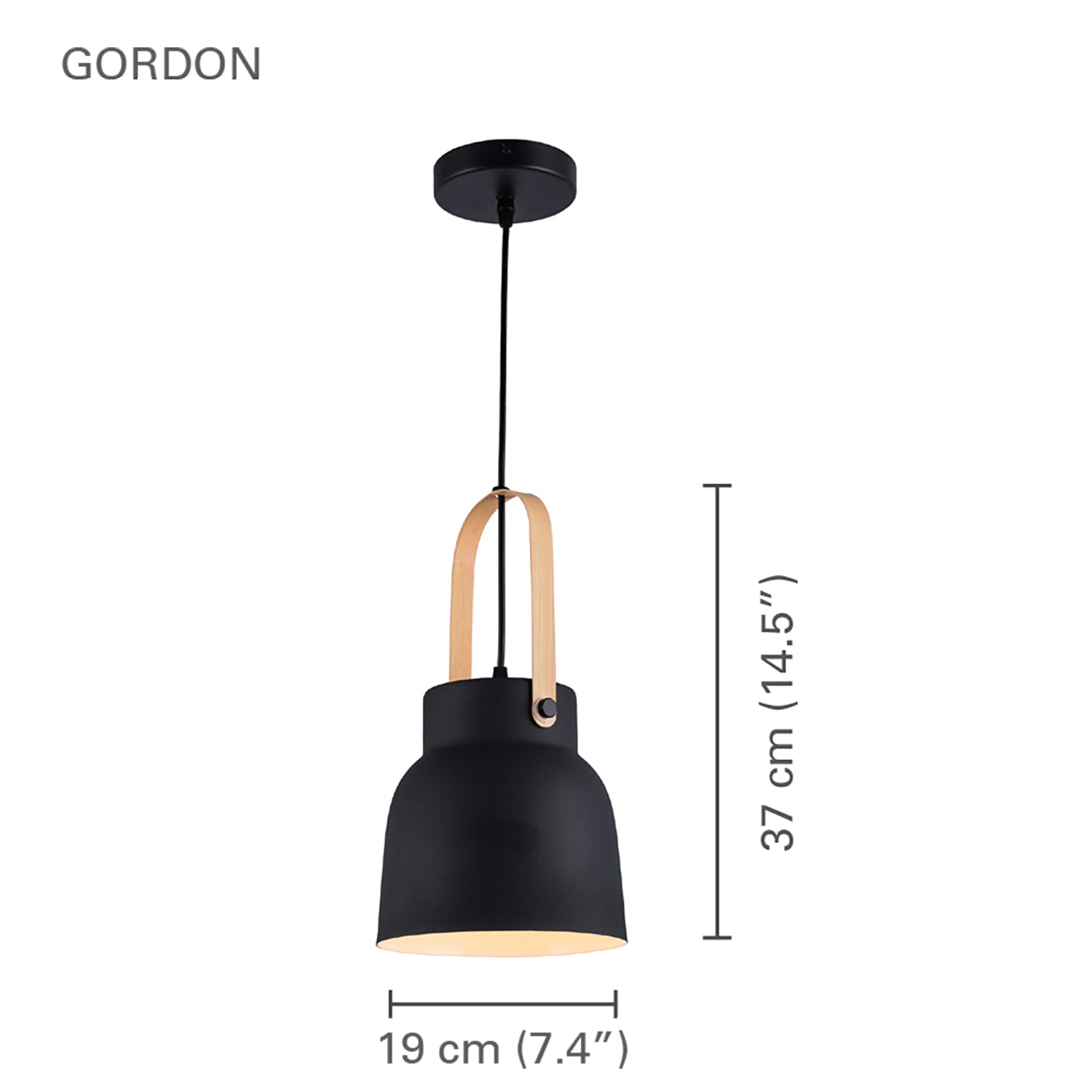 Xtricity - Luminaire Suspendu, Hauteur de 14.5'', De la Collection Gordon, Noir - Simple Boutique