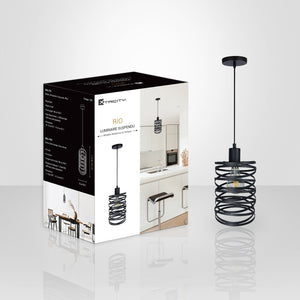 Xtricity - Luminaire Suspendu, Hauteur de 8,2", De la Collection Rio, Noir - Simple Boutique