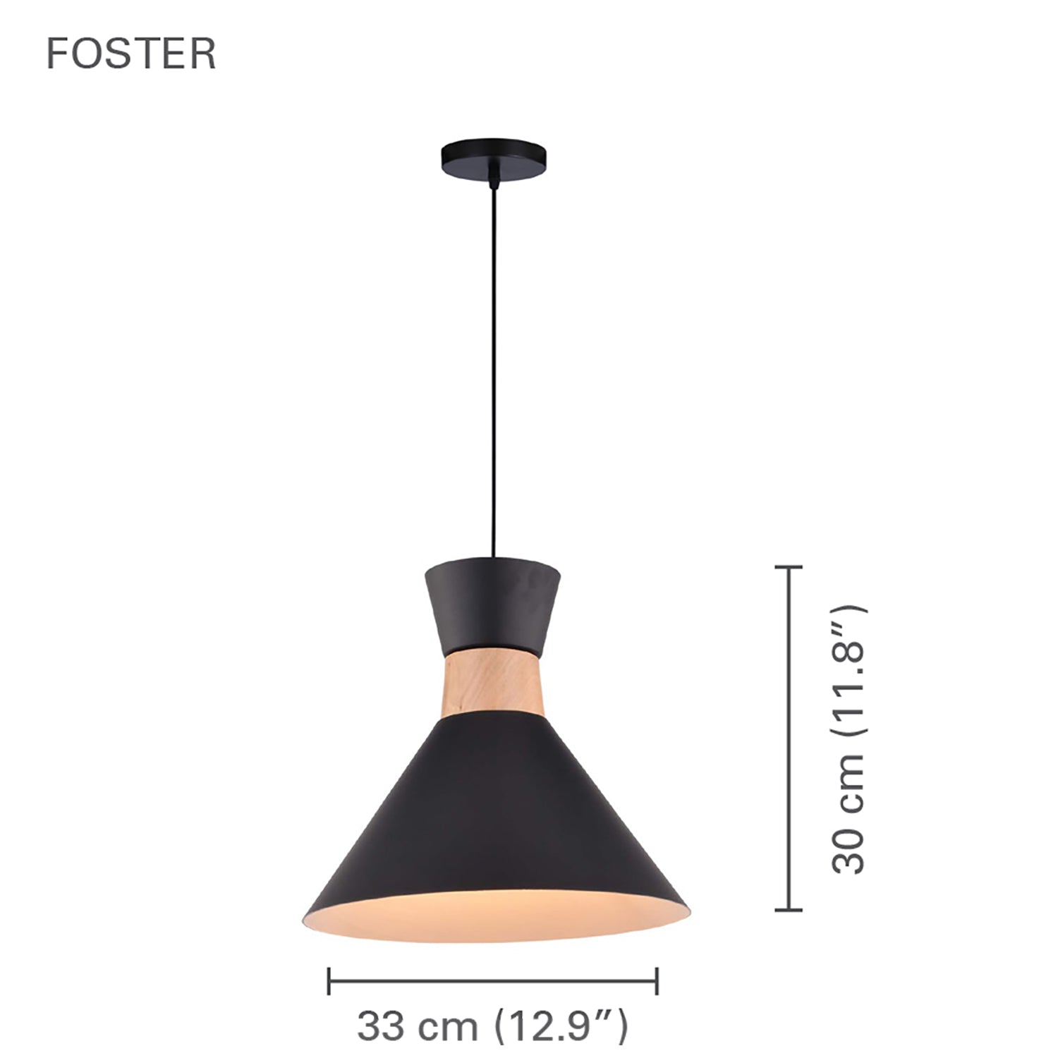 Xtricity - Luminaire Suspendu, Largeur 12.9'', De la Collection Foster, Noir - Simple Boutique