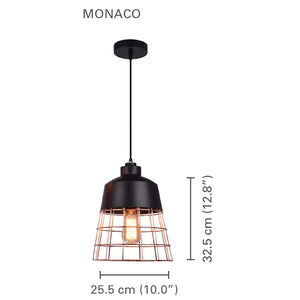 Xtricity - Luminaire Suspendu, Largeur de 10'', De la Collection Monaco, Noir et Cuivre - Simple Boutique