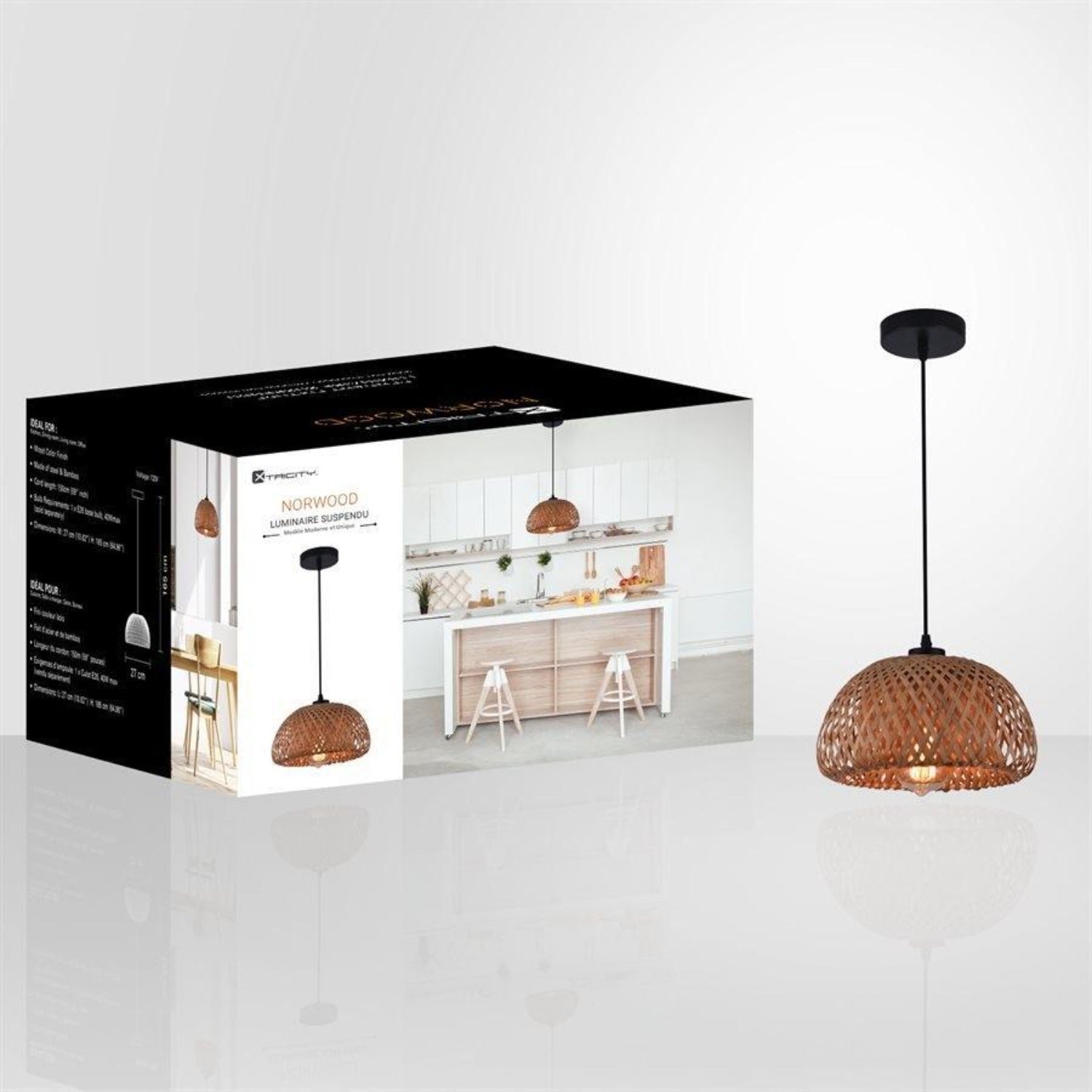 Xtricity - Luminaire Suspendu, Largeur de 10.62'', De la Collection Norwood, Brun - Simple Boutique