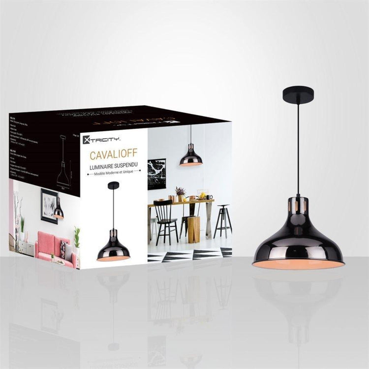Xtricity - Luminaire Suspendu, Largeur de 11.8'', De la Collection Cavalioff, Noir Chrome - Simple Boutique
