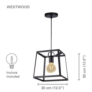 Xtricity - Luminaire Suspendu, Largeur de 12'', De la Collection Westwood, Noir - Simple Boutique