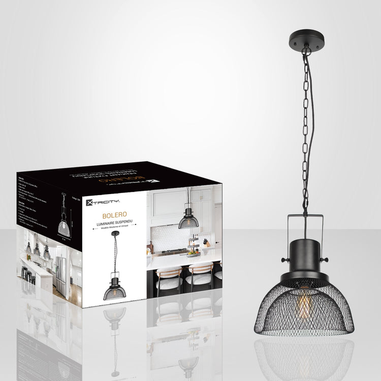 Xtricity - Luminaire Suspendu, Largeur de 12.2", De la Collection Bolero, Noir - Simple Boutique
