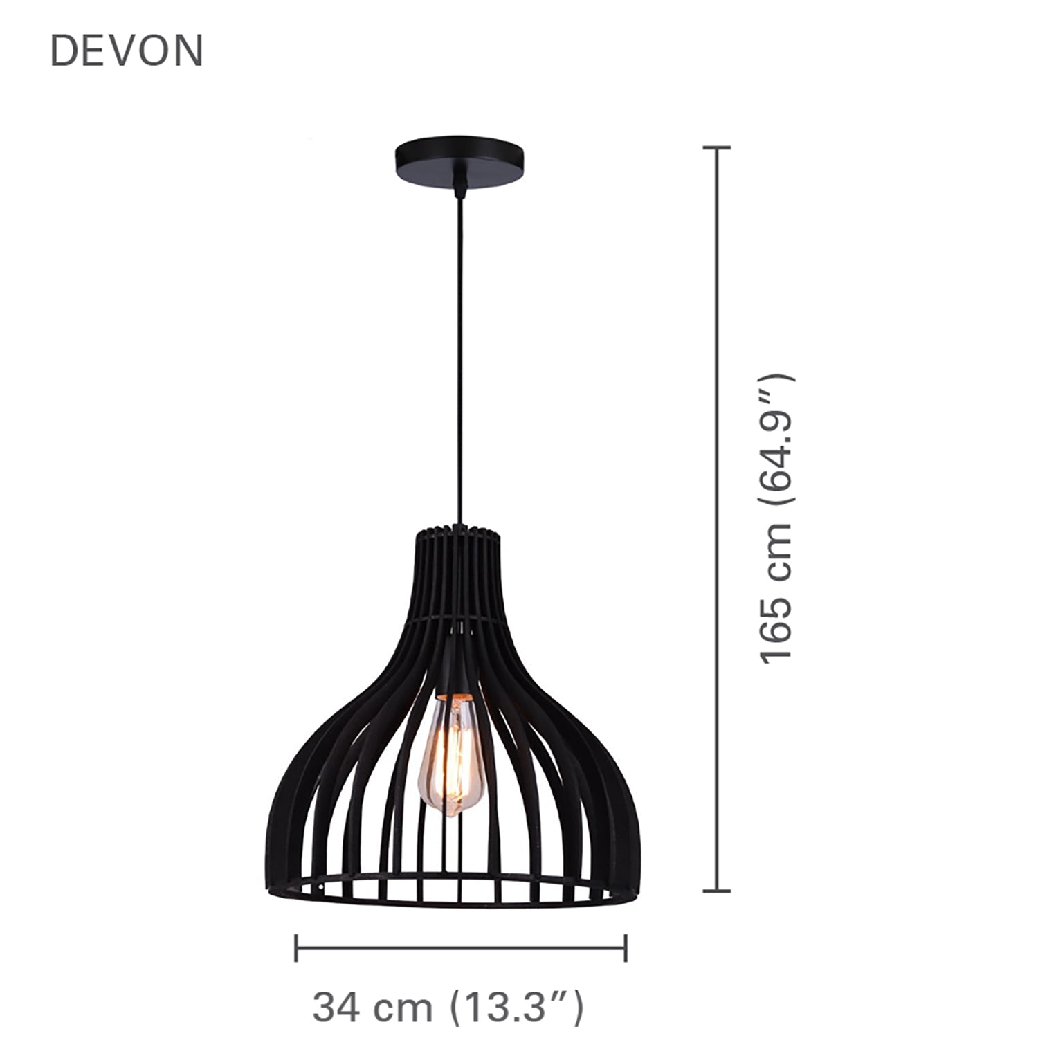Xtricity - Luminaire Suspendu, Largeur de 13.3'', De la Collection Devon, Noir - Simple Boutique