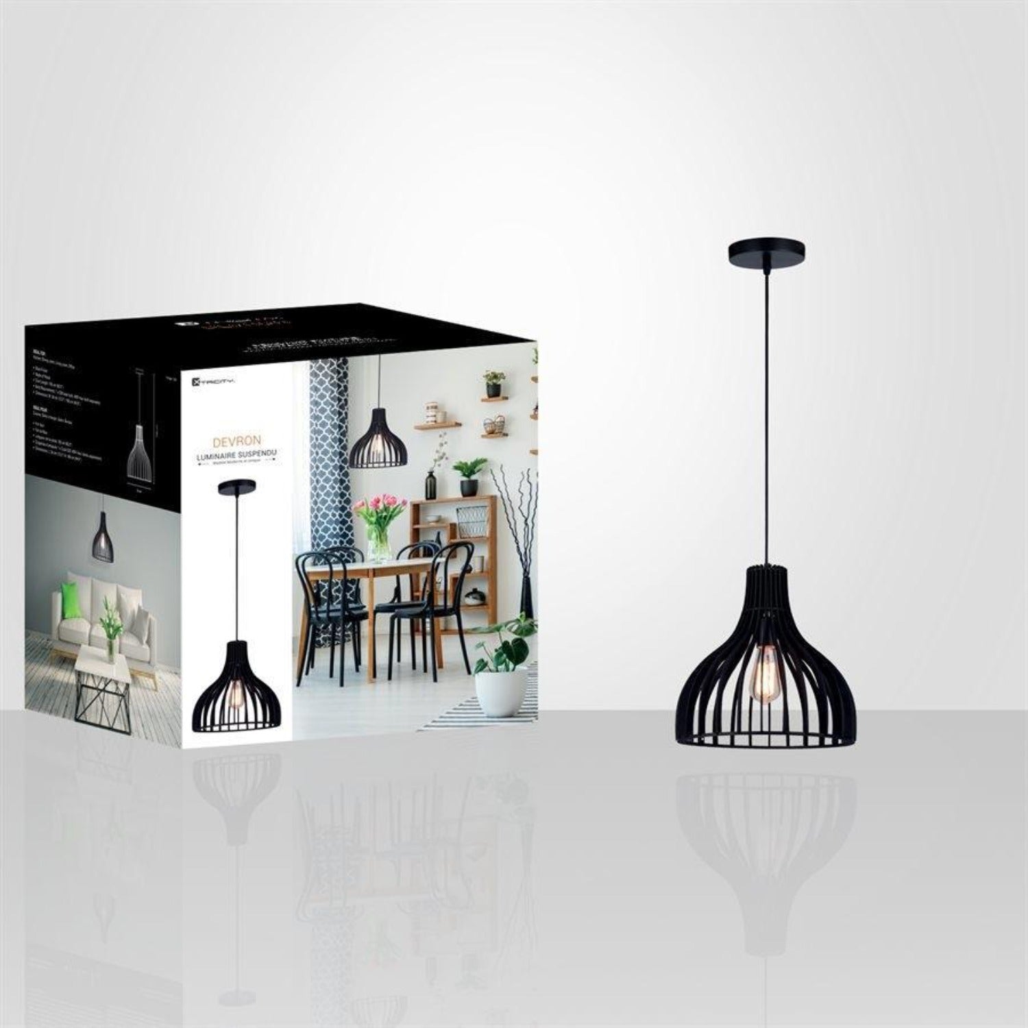 Xtricity - Luminaire Suspendu, Largeur de 13.3'', De la Collection Devon, Noir - Simple Boutique