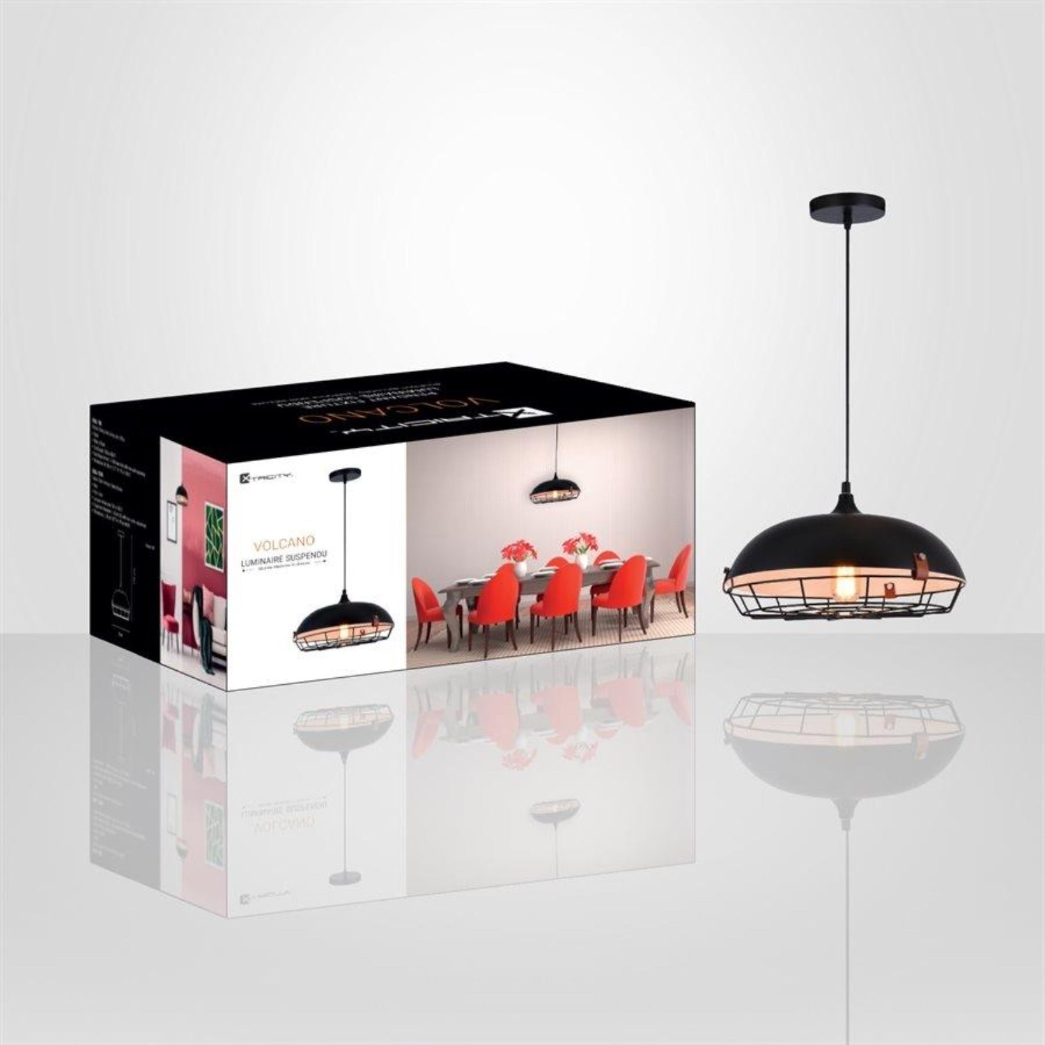 Xtricity - Luminaire Suspendu, Largeur de 13.7'', De la Collection Volcano, Noir - Simple Boutique